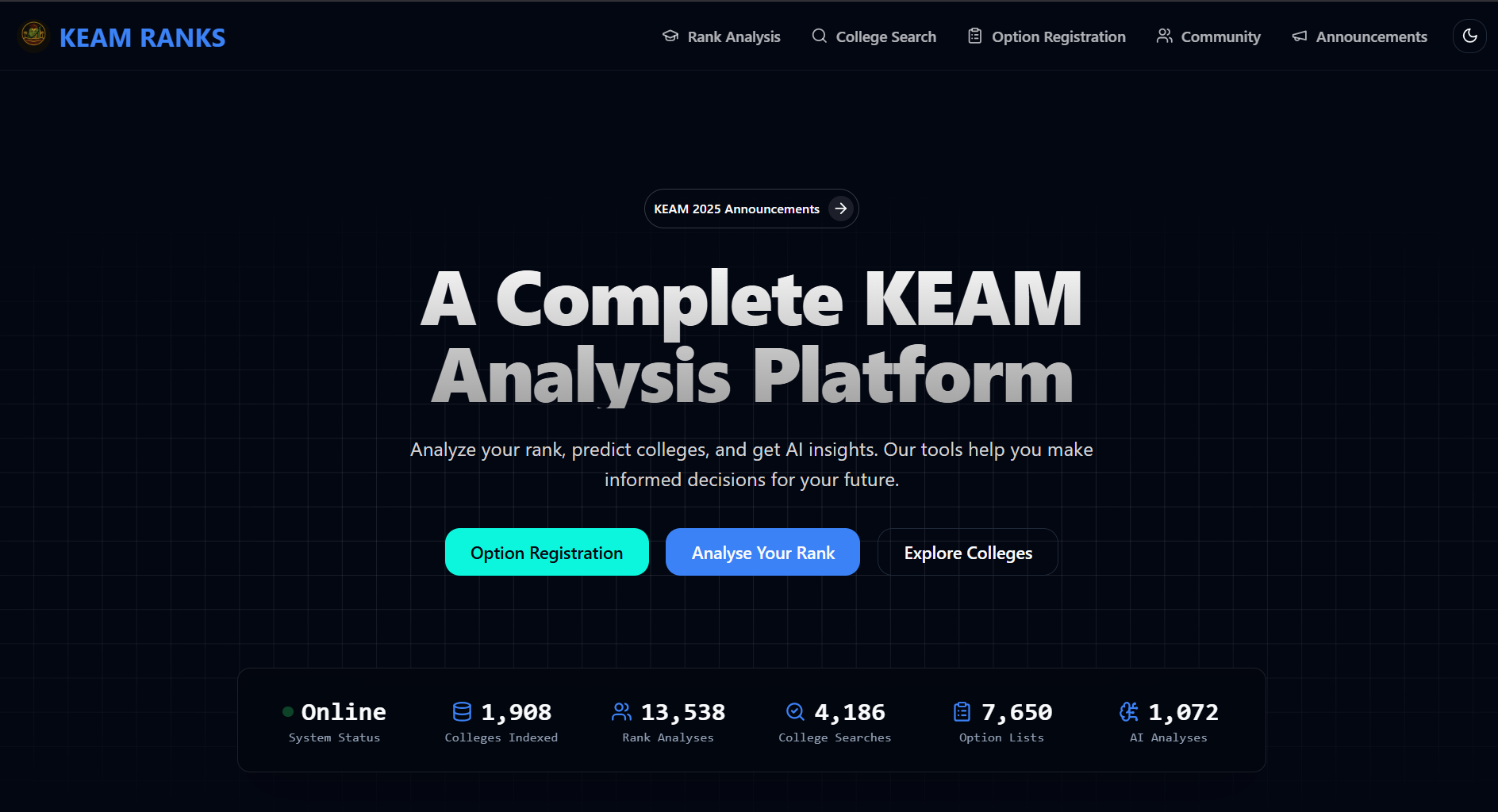 keamranks website homepage